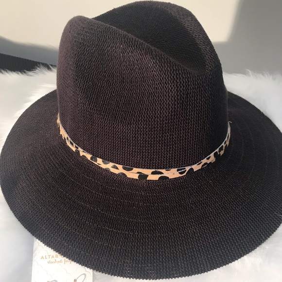 Brown Hat with Leopard Trim - Picture 7 of 10